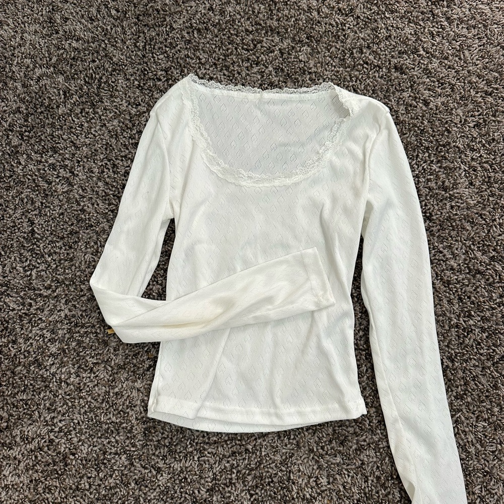 Elegant White Lace Trim Top